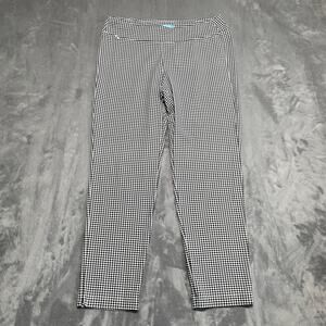 J McLaughlin Pants Women Medium Newport Capri Pants Black Gingham Preppy Stretch